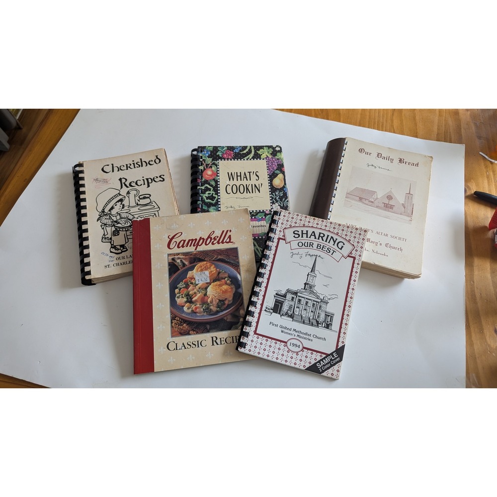Vintage Cookbook Bundle Lot of 5 Campbell's Church Community Spiral Recipes 90s